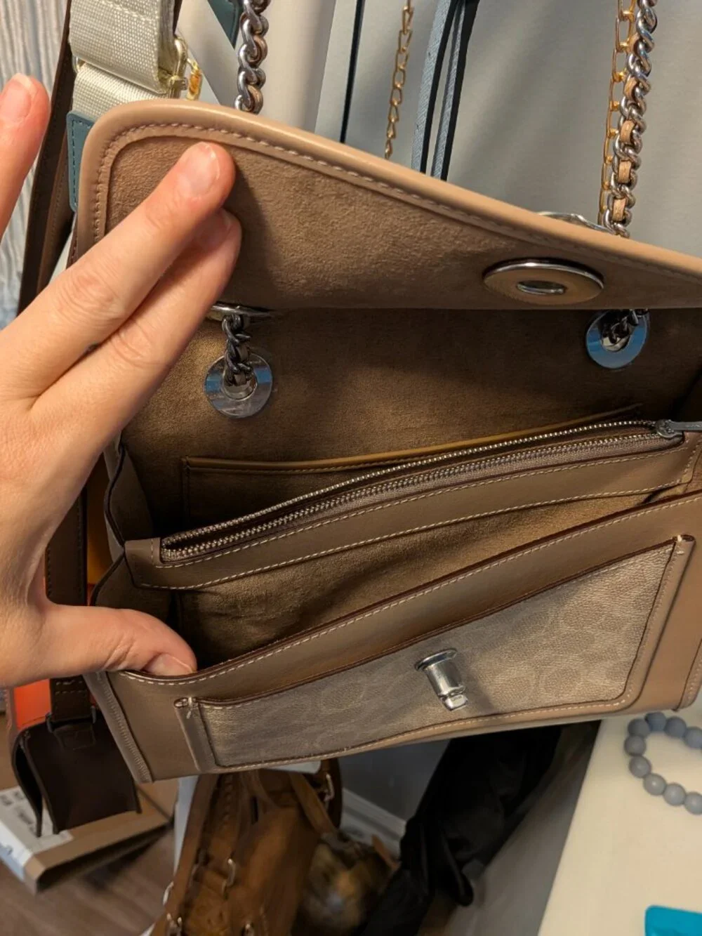 Coach Floral Turnlock Chain Shoulder Bag